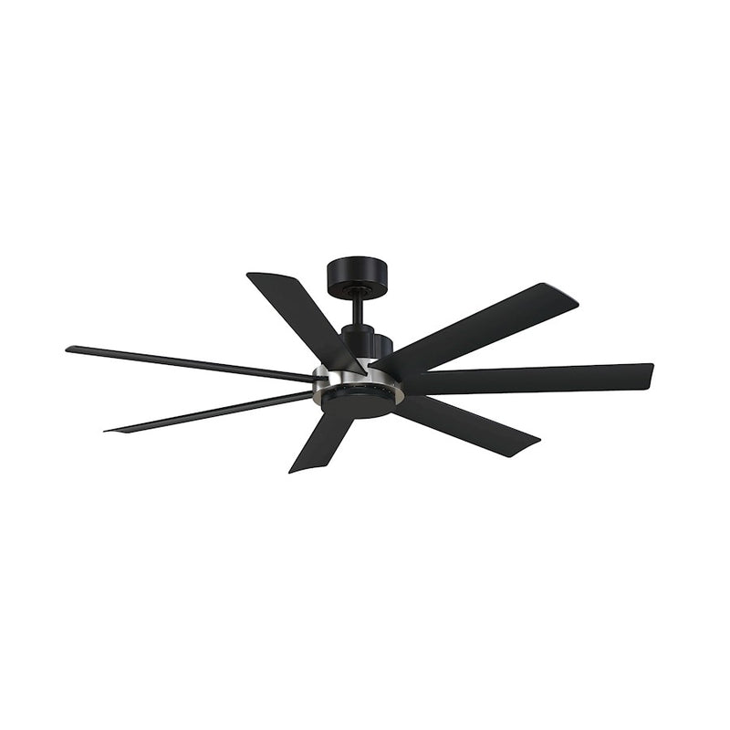 Fanimation Pendry 56in 7-Blade Ceiling Fan | Black and Nickel Accent | Living Room & Covered Patio | 56 x 56 x 14 in | Model FPD6865BLBN