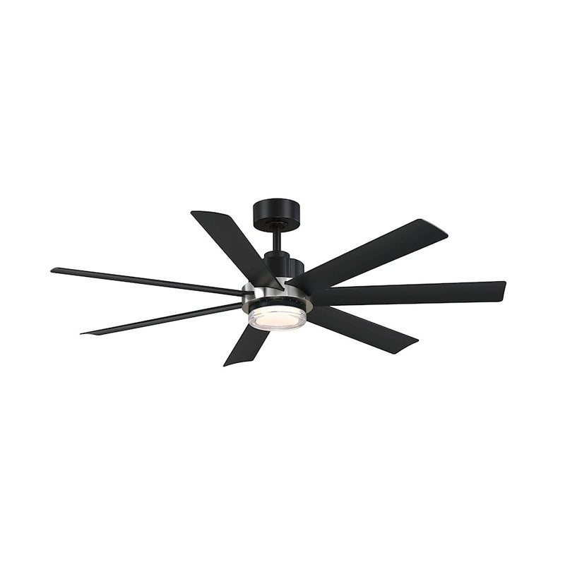 Fanimation Pendry 56in 7-Blade Ceiling Fan | Black and Nickel Accent | Living Room & Covered Patio | 56 x 56 x 14 in | Model FPD6865BLBN