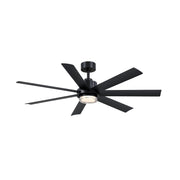 Fanimation Pendry 56in 7-Blade Smart Ceiling Fan | Contemporary Black and Black Composite Blades | Great Room & Covered Patio | Model FPD6865BLW-LK