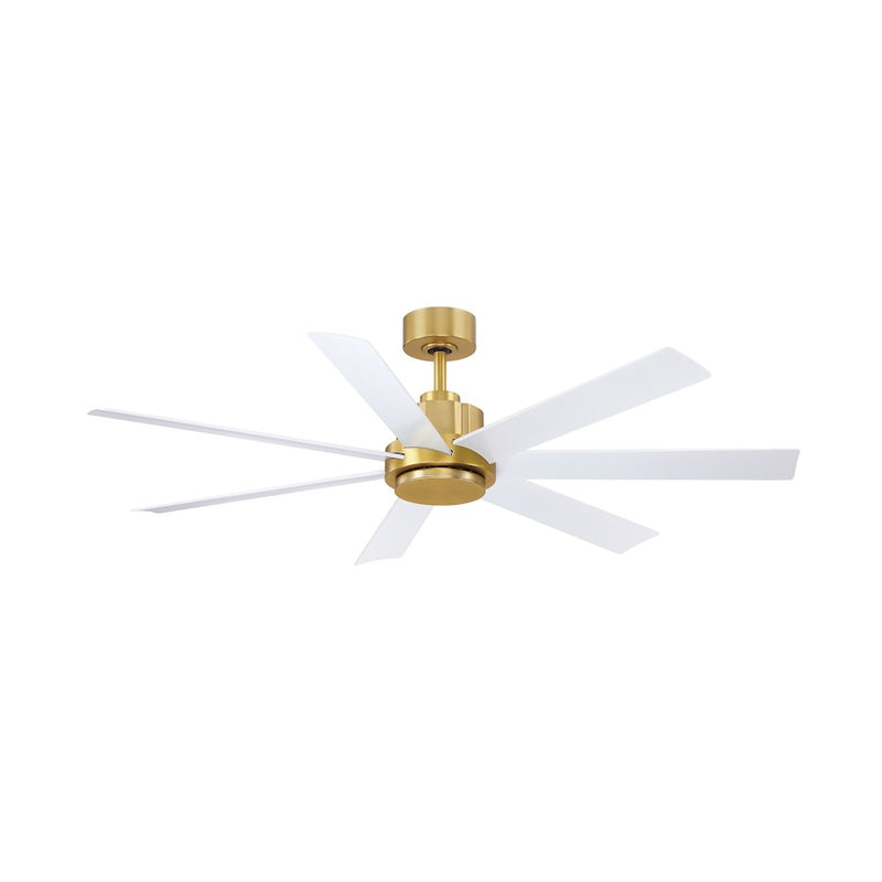 Fanimation Pendry 56in 7-Light Ceiling Fan | Brushed Satin Brass and Opal Frosted Glass | Indoor & Outdoor Damp Rated | Model FPD6865BSMW