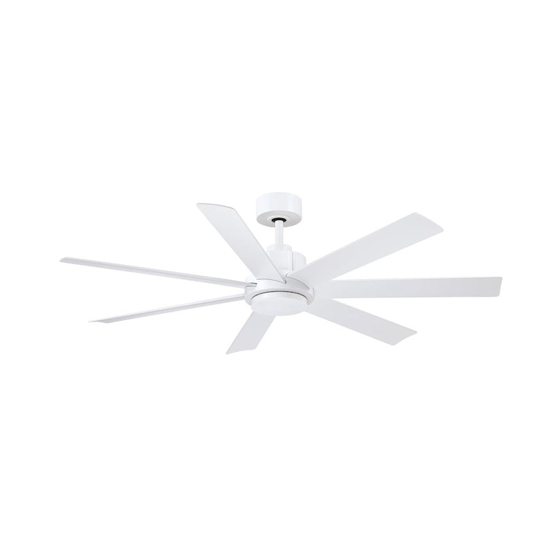 Fanimation Pendry 56in 7-Light Ceiling Fan | Matte White and Opal Frosted Glass | Indoor & Outdoor Wet Rated | 56 x 56 x 14.57 in | Model FPD6865MWW