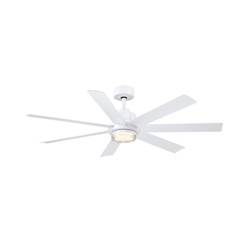 Fanimation Pendry 56in 7-Light Ceiling Fan | Matte White and Opal Frosted Glass | Indoor & Outdoor Wet Rated | 56 x 56 x 14.57 in | Model FPD6865MWW