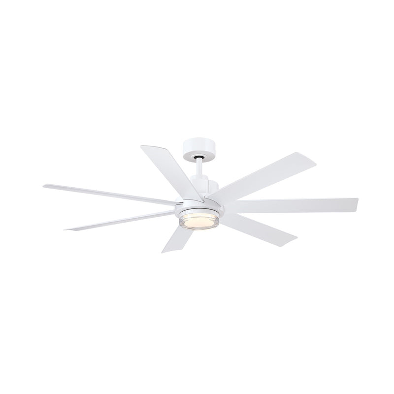 Fanimation Pendry 56in 7-Blade Smart Ceiling Fan | Contemporary Matte White and Matte White Composite Blades | Great Room | Model FPD6865MWW-LK
