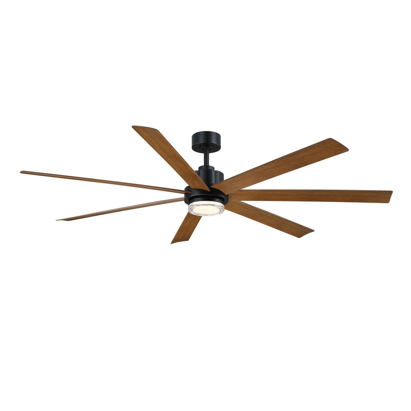 Fanimation Pendry 72in 7-Blade Smart Ceiling Fan | Contemporary Black with Koa Composite Blades | Great Room & Covered Patio | Model FPD6872BLKW-LK