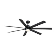 Fanimation Pendry 72in 7-Blade Ceiling Fan | Black & Opal Frosted Glass | Indoor & Outdoor Wet Rated | 72 x 72 x 14 in | Model FPD6872BLW