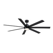 Fanimation Pendry 72in 7-Blade Ceiling Fan | Black & Opal Frosted Glass | Indoor & Outdoor Wet Rated | 72 x 72 x 14 in | Model FPD6872BLW