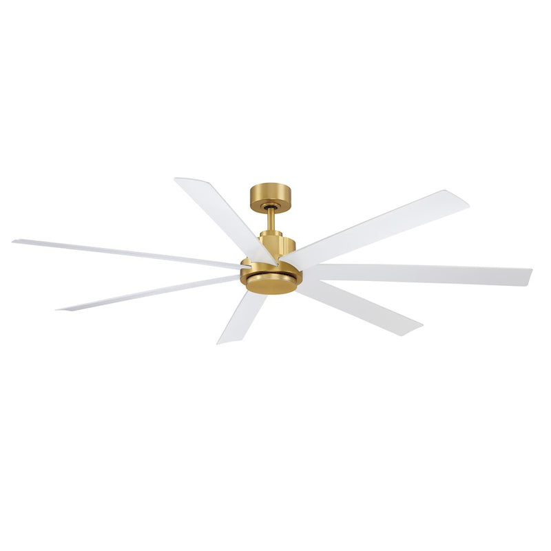 Fanimation Pendry 72in 7-Blade Ceiling Fan | Brushed Satin Brass and Matte White Composite | Large Living Room & Covered Patio | Model FPD6872BSMW