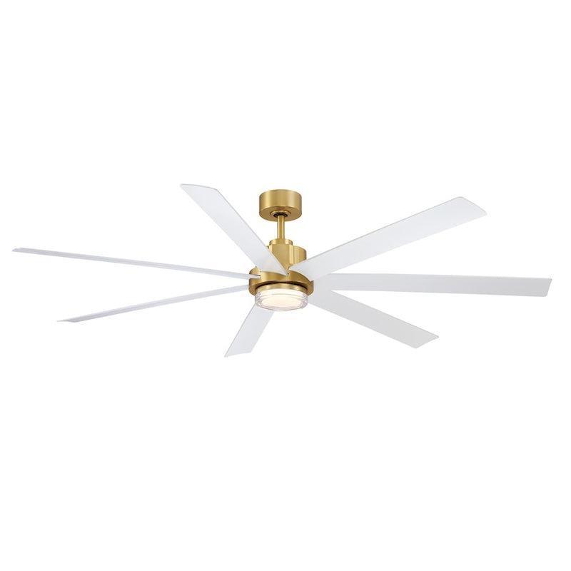 Fanimation Pendry 72in 7-Blade Ceiling Fan | Brushed Satin Brass and Matte White Composite | Large Living Room & Covered Patio | Model FPD6872BSMW