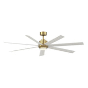 Fanimation Pendry 72in 7-Blade Smart Ceiling Fan | Contemporary Brushed Satin Brass with Matte White Composite Blades | Great | Model FPD6872BSMW-LK