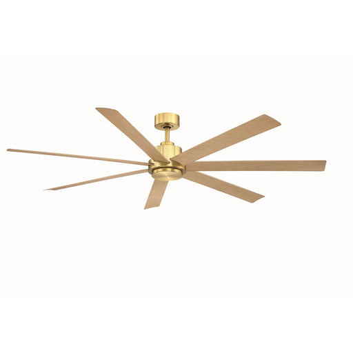 Fanimation Pendry 72in Smart Ceiling Fan | Satin Brass and Natural Composite Blades | Covered Patio & Great Room | 72 x 72 x 14.57 in, 8755 CFM | Model FPD6872BSN