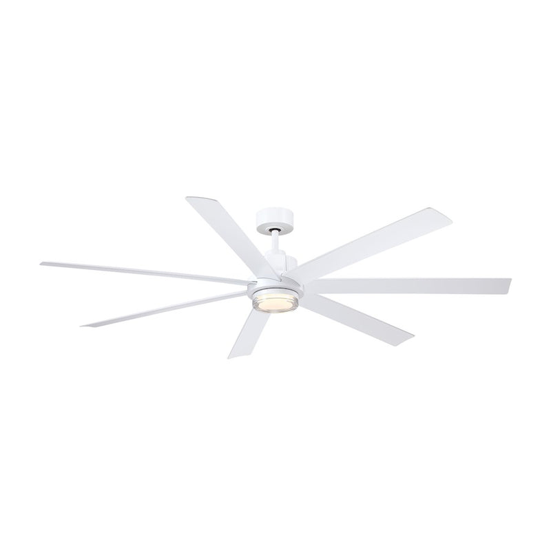 Fanimation Pendry 72in 7-Blade Ceiling Fan | Matte White and Opal Frosted Glass | Large Living Room & Covered Patio | Model FPD6872MWW