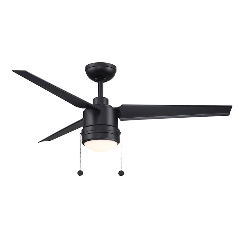 Fanimation PC/DC 52in 3-Blade Ceiling Fan | Black Composite Blades with LED Light | Indoor & Outdoor Wet Rated | 52 x 52 x 17 in | Model FPD7619BLW