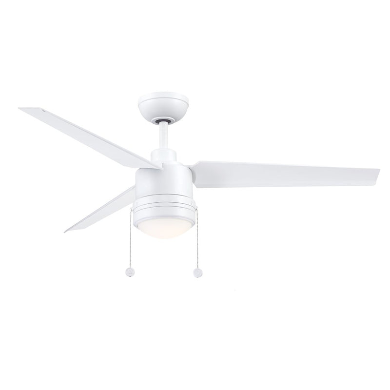 Fanimation PC/DC 52in 3-Blade Ceiling Fan | Matte White Composite Blades with LED Light | Indoor & Outdoor Wet Rated | Model FPD7619MWW