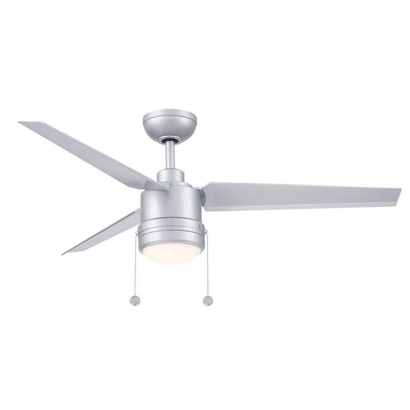 Fanimation PC/DC 52in 3-Blade Ceiling Fan | Silver Composite Blades with LED Light | Indoor & Outdoor Wet Rated | 52 x 52 x 17 in | Model FPD7619SLW