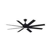 Fanimation Levon Custom 64in 8-Blade Smart Ceiling Fan with LED Light | Modern Black and Black Composite Blades | Covered | Model FPD7912BBL-64BL-LK