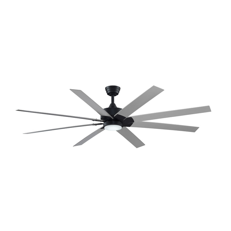 Fanimation Levon Custom 72in 8-Blade Smart Ceiling Fan with LED Light | Black and Brushed Nickel Composite | Covered Patio | Model FPD7912BBL-72BN-LK