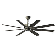 Fanimation Levon Custom 64in 8-Blade DC Ceiling Fan | Brushed Nickel and Dark Walnut Composite | Covered Patio & Living Room | Model FPD7912BBN-64DWA