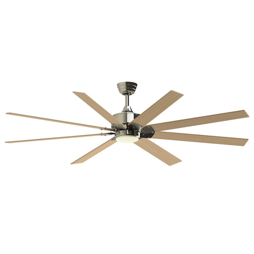 Fanimation Levon Custom 72in 8-Light Ceiling Fan | Brushed Nickel and Natural Composite Blades | Covered Patio & Living | Model FPD7912BBN-72N-LK