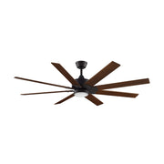 Fanimation Levon Custom 64in 8-Blade Smart Ceiling Fan | Dark Bronze and Dark Walnut Composite | Covered Patio & Great | Model FPD7912BDZ-64DWA-LK