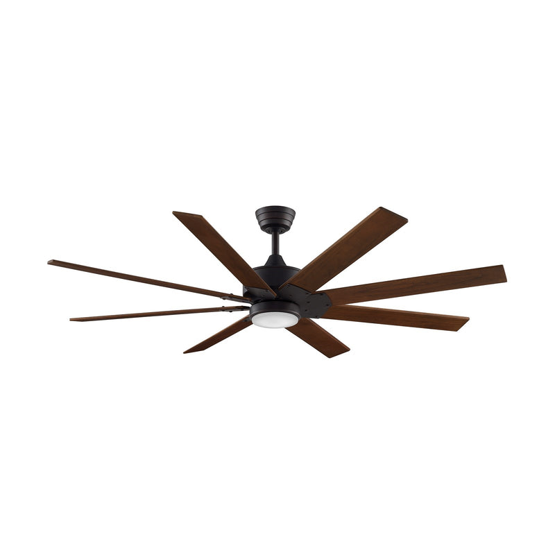 Fanimation Levon Custom 64in 8-Blade Smart Ceiling Fan | Dark Bronze and Dark Walnut Composite | Covered Patio & Great | Model FPD7912BDZ-64DWA-LK