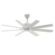 Fanimation Levon Custom 52in 8-Blade Smart Ceiling Fan | Matte White Composite | Covered Patio & Living Room | Model FPD7912BMW-52MW