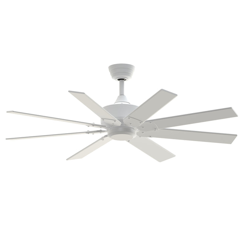 Fanimation Levon Custom 52in 8-Blade Smart Ceiling Fan | Matte White Composite | Covered Patio & Living Room | Model FPD7912BMW-52MW