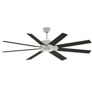 Fanimation Levon Custom 64in Ceiling Fan | Matte White and Dark Walnut Composite Blades | Covered Patio & Sunroom | Model FPD7912BMW-64DWA