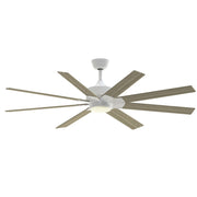 Fanimation Levon Custom 64in 8-Light Ceiling Fan | Matte White and Washed Pine Composite Blades | Covered Patio & Sunroom | Model FPD7912BMW-64WP-LK