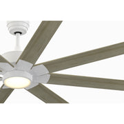 Fanimation Levon Custom 64in 8-Light Ceiling Fan | Matte White and Washed Pine Composite Blades | Covered Patio & Sunroom | Model FPD7912BMW-64WP-LK