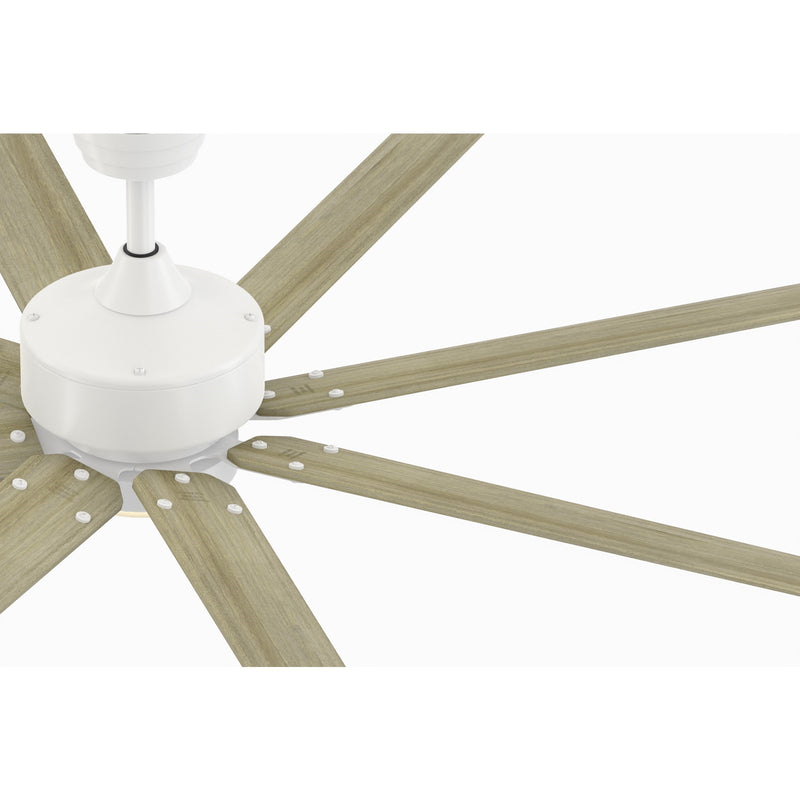 Fanimation Levon Custom 64in 8-Light Ceiling Fan | Matte White and Washed Pine Composite Blades | Covered Patio & Sunroom | Model FPD7912BMW-64WP-LK