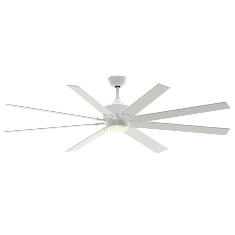 Fanimation Levon Custom 72in 8-Light Ceiling Fan | Matte White and Matte White Composite Blades | Covered Patio & Porch | Model FPD7912BMW-72MW-LK
