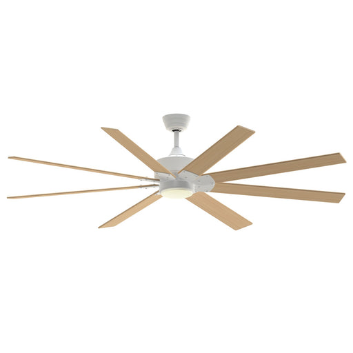 Fanimation Levon Custom 72in 8-Light Ceiling Fan | Matte White and Natural Composite Blades | Covered Patio & Porch | Model FPD7912BMW-72N-LK