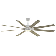 Fanimation Levon Custom 72in 8-Light Ceiling Fan | Modern Matte White and Washed Pine Composite Blades | Covered Patio | Model FPD7912BMW-72WP-LK