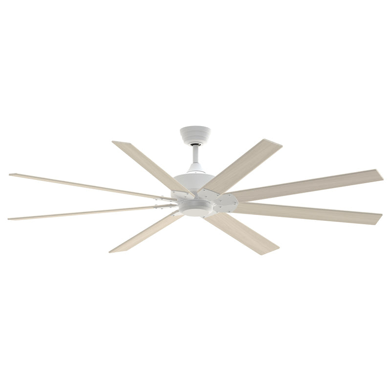 Fanimation Levon Custom 72in Ceiling Fan | Modern Matte White and White Washed Composite Blades | Covered Patio & Porch | Model FPD7912BMW-72WW
