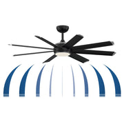 Fanimation Stellar Custom 56in 8-Light Ceiling Fan | Modern Black and Silver Tip Aluminum Blades | Wet-Rated Patio & Pergola | Model FPD7997BLW-56BLW