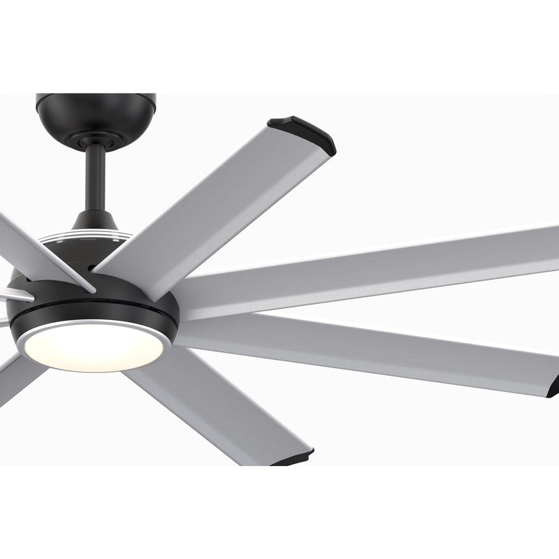Fanimation Stellar Custom 56in 8-Light Ceiling Fan | Matte Black and Silver Aluminum Blades | Covered Patio & Living Room | Model FPD7997BLW-56SLW
