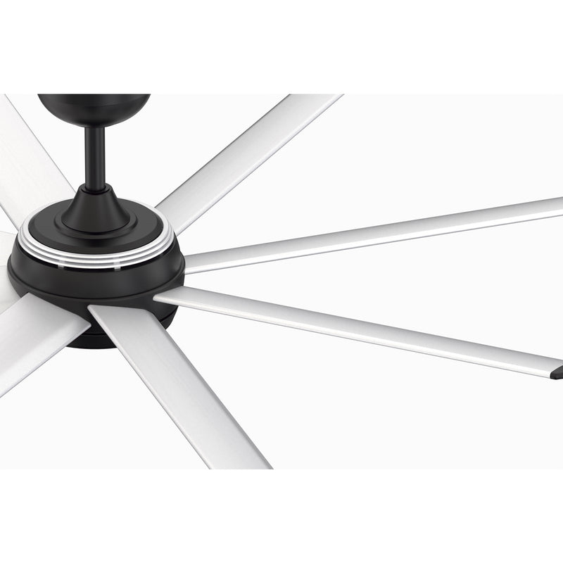 Fanimation Stellar Custom 56in 8-Light Ceiling Fan | Matte Black and Silver Aluminum Blades | Covered Patio & Living Room | Model FPD7997BLW-56SLW