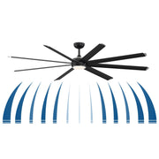 Fanimation Stellar Custom 84in 8-Light Ceiling Fan | Black Aluminum Blades | Wet Rated Indoor/Outdoor | 84 x 84 x 20.61 in | Model FPD7997BLW-84BLW