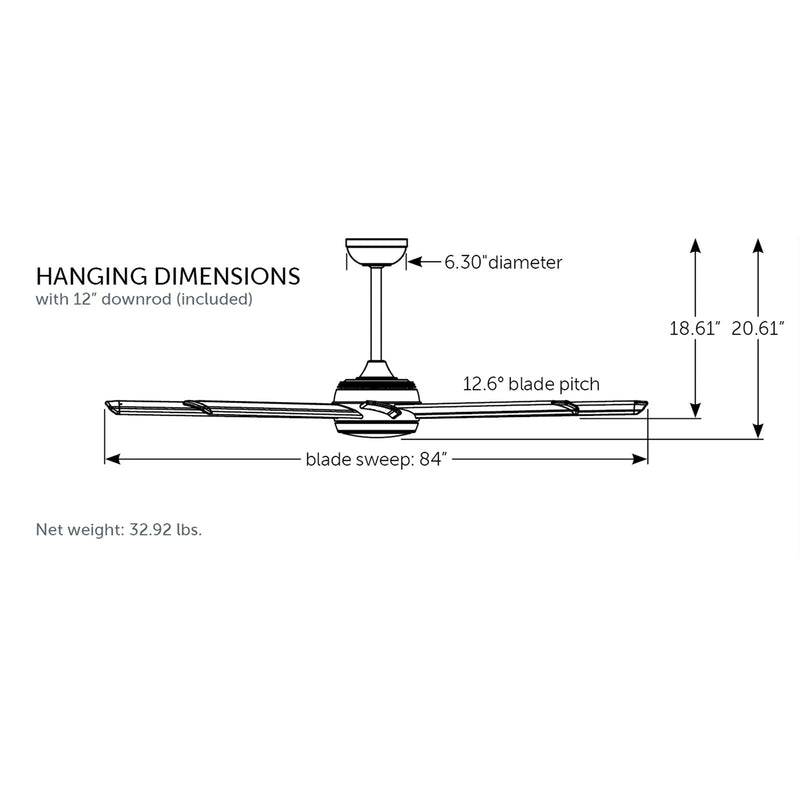Fanimation Stellar Custom 84in 8-Light Ceiling Fan | Black Aluminum Blades | Wet Rated Indoor/Outdoor | 84 x 84 x 20.61 in | Model FPD7997BLW-84BLW