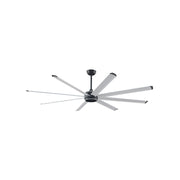 Fanimation Stellar Custom 84in 8-Light Ceiling Fan | Black and Silver Aluminum Blades | Wet Rated Indoor/Outdoor | Model FPD7997BLW-84SLW