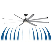 Fanimation Stellar Custom 84in 8-Light Ceiling Fan | Black and Silver Aluminum Blades | Wet Rated Indoor/Outdoor | Model FPD7997BLW-84SLW