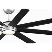 Fanimation Stellar Custom 64in 1-Light Ceiling Fan | Silver Aluminum and Opal Frosted Glass | Covered Patio & Living Room | Model FPD7997SLW-64BLW