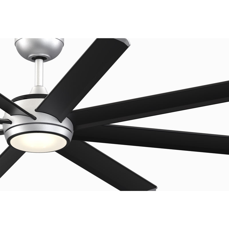 Fanimation Stellar Custom 64in 1-Light Ceiling Fan | Silver Aluminum and Opal Frosted Glass | Covered Patio & Living Room | Model FPD7997SLW-64BLW
