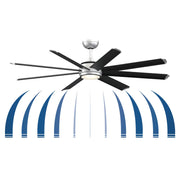 Fanimation Stellar Custom 64in 1-Light Ceiling Fan | Silver Aluminum and Opal Frosted Glass | Covered Patio & Living Room | Model FPD7997SLW-64BLW