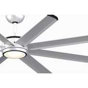 Fanimation Stellar Custom 64in 1-Light Ceiling Fan | Silver Aluminum and Opal Frosted Glass | Covered Patio & Living Room | Model FPD7997SLW-64SLW