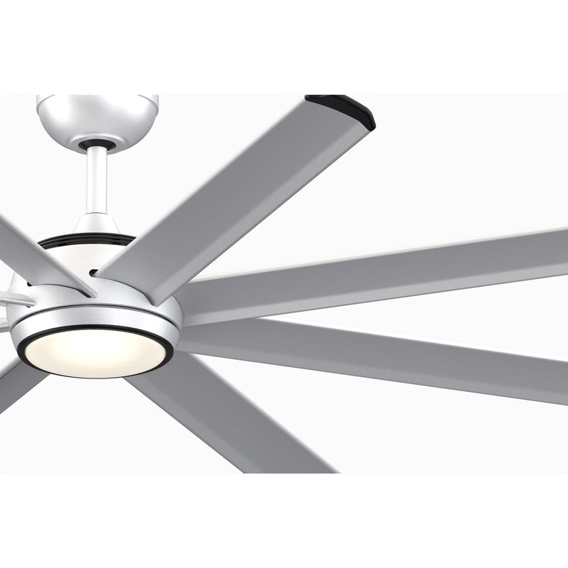 Fanimation Stellar Custom 64in 1-Light Ceiling Fan | Silver Aluminum and Opal Frosted Glass | Covered Patio & Living Room | Model FPD7997SLW-64SLW