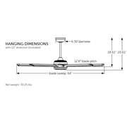 Fanimation Stellar Custom 64in 1-Light Ceiling Fan | Silver Aluminum and Opal Frosted Glass | Covered Patio & Living Room | Model FPD7997SLW-64SLW