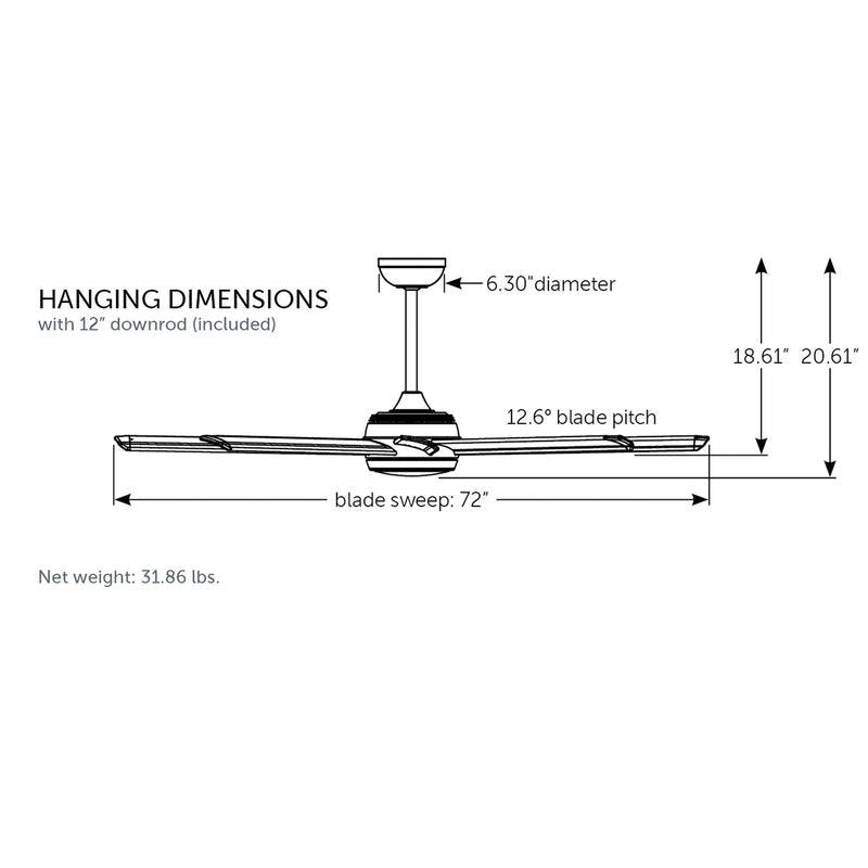 Fanimation Stellar Custom 72in 1-Light Ceiling Fan | Silver Aluminum and Opal Frosted Glass | Covered Patio & Living Room | Model FPD7997SLW-72BLW