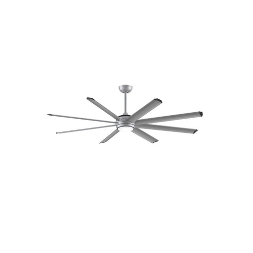 Fanimation Stellar Custom 72in 8-Blade Smart Ceiling Fan | Silver Aluminum and Opal Frosted Glass | Indoor & Outdoor Wet | Model FPD7997SLW-72SLW