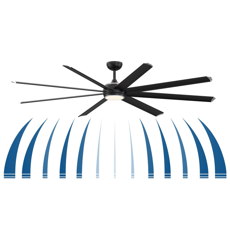 Fanimation Stellar Custom 84in 8-Blade Smart Ceiling Fan | Silver Aluminum and Opal Frosted Glass | Indoor & Outdoor Wet | Model FPD7997SLW-84SLW